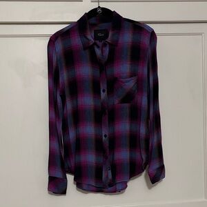 Rails Purple and Black Plaid Button-Down Shirt